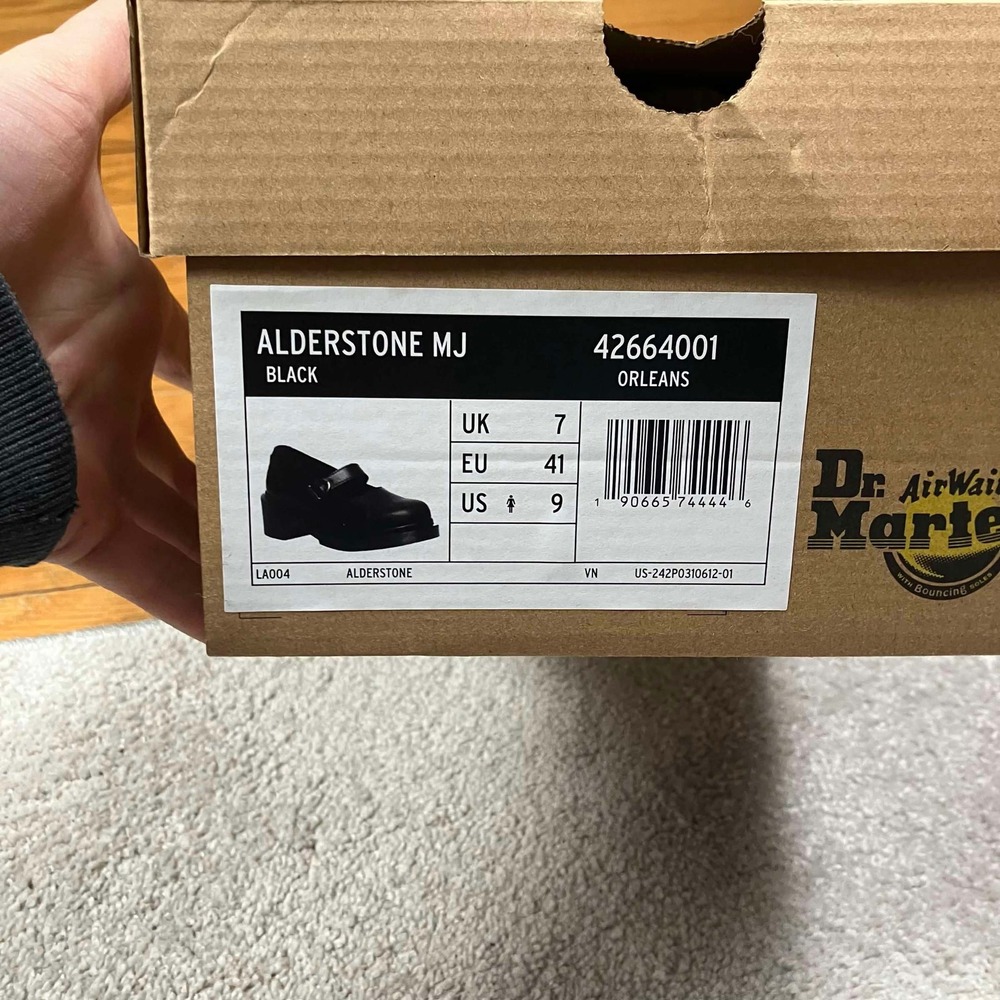 Dr Martens Alderstone MJ Black Orleans Leather Mary Jane Heels US Womens 9 - Picture 4 of 5